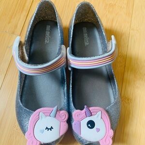 Mini Melissa Silver Unicorn Kids Shoes
